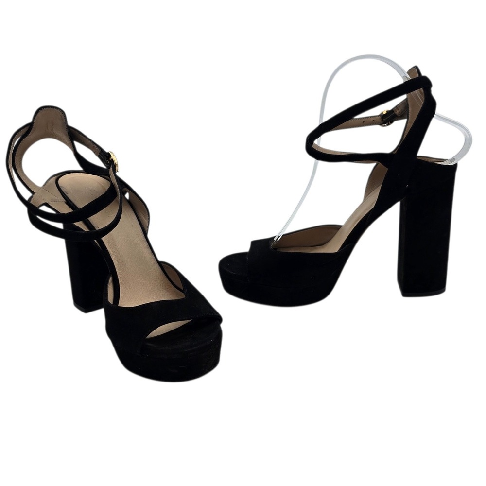 M.Gemi The Notte Nuova‎ Black Suede Platform Heels Ankle Strap Size 38 US 7.5